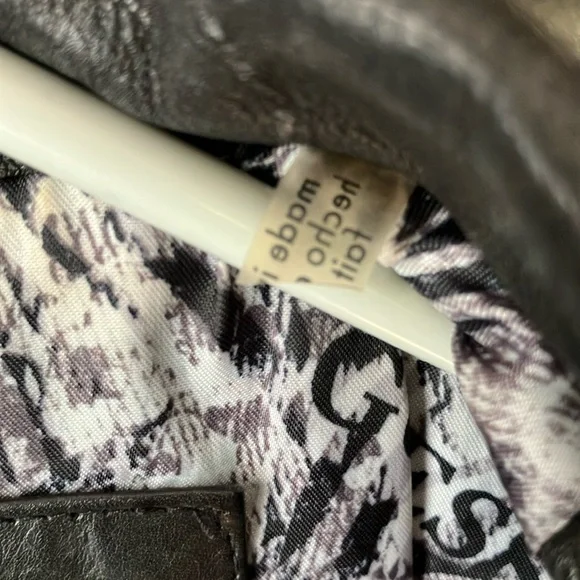 Guess Black Leather Motorcycle Jacket - Picture 3 of 10